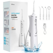 Water Flosser Cordless Oral Irrigato: 4 Replacement Heads with 300ML Super Large Tank